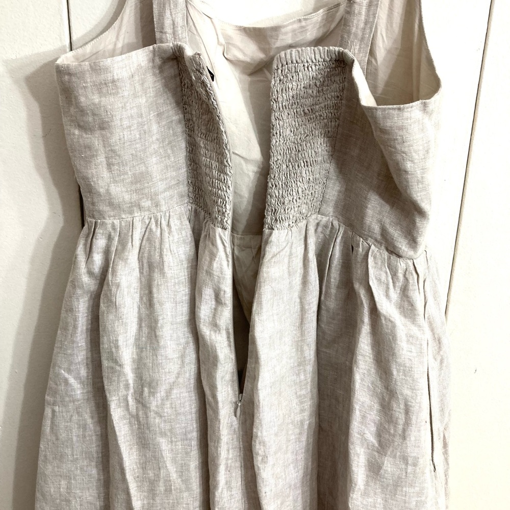 100% European Linen Fit & Flare Midi Dress Color Flax/Size L - Picture 8 of 14